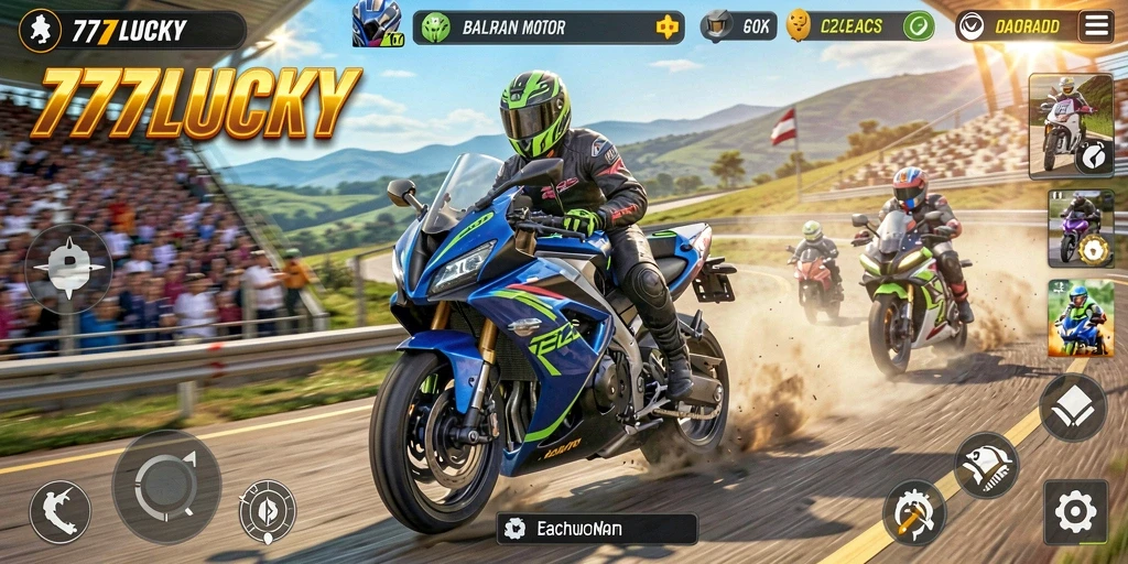 Gameplay balapan motor yang seru dan mendebarkan.