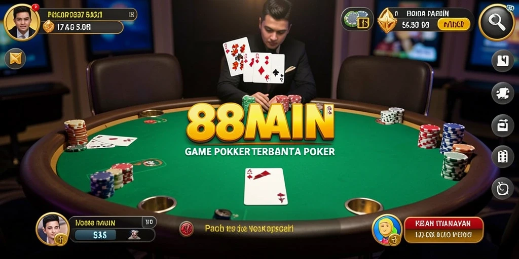 Tampilan gameplay Poker yang seru dan mengasyikkan di 88MAIN.