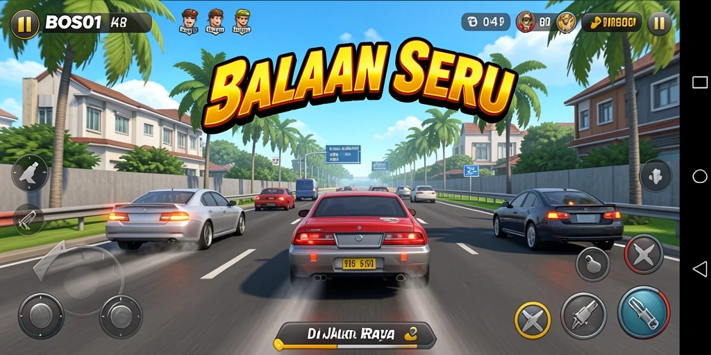 Gameplay menarik di jalan raya saat balapan di BOS01.