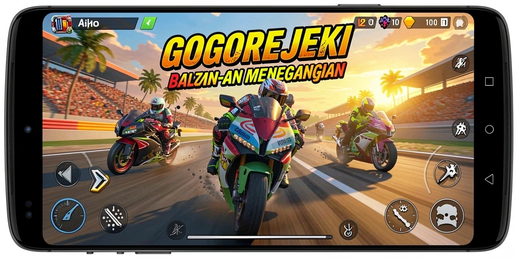 Tampilan aksi balapan motor yang mendebarkan dalam GOGOREJEKI.