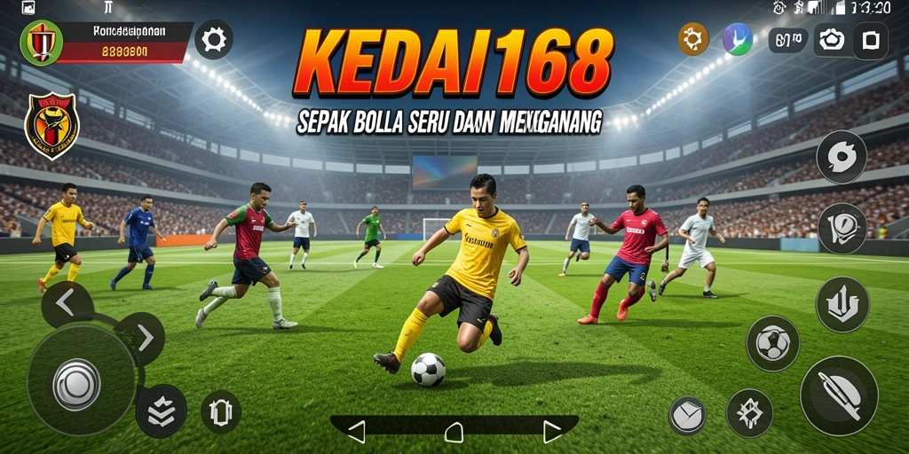 Tampilan seru gameplay KEDAI168 dengan aksi sepak bola yang mendebarkan.