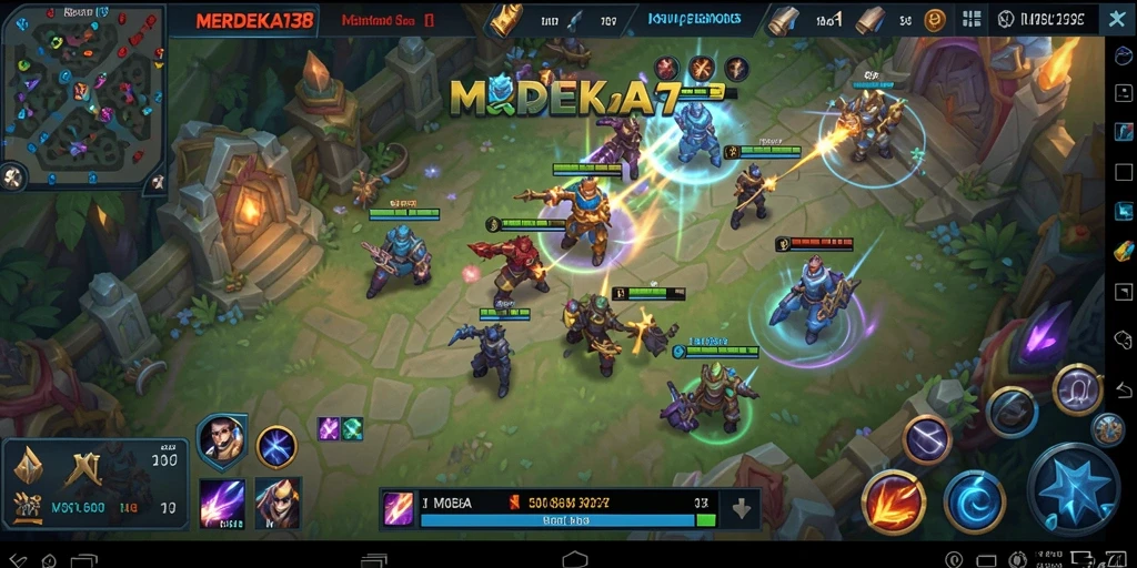Tampilan gameplay MOBA yang menegangkan di MERDEKA138.