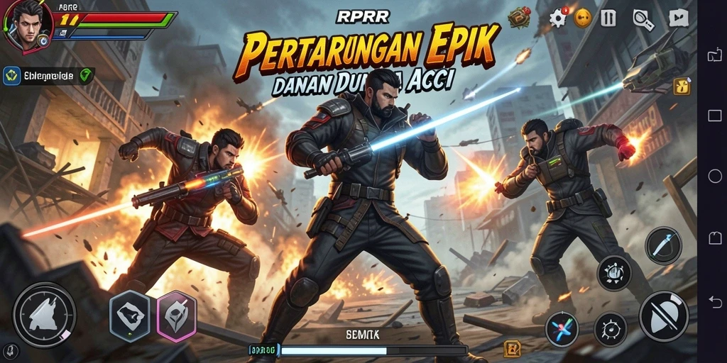 Screenshot gameplay RPRR menampilkan pertarungan seru dan grafis yang memukau.