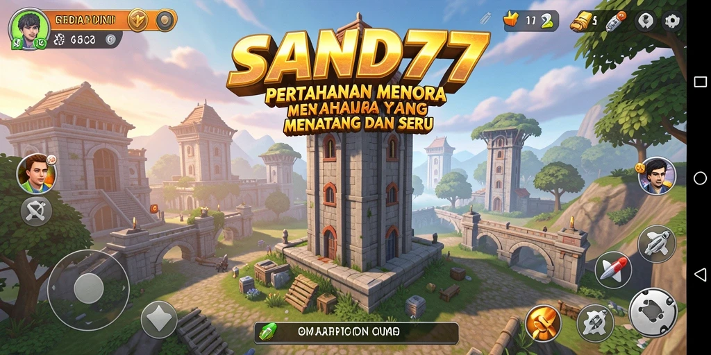 Screenshot utama SAND77 menampilkan aksi seru Tower Defense.