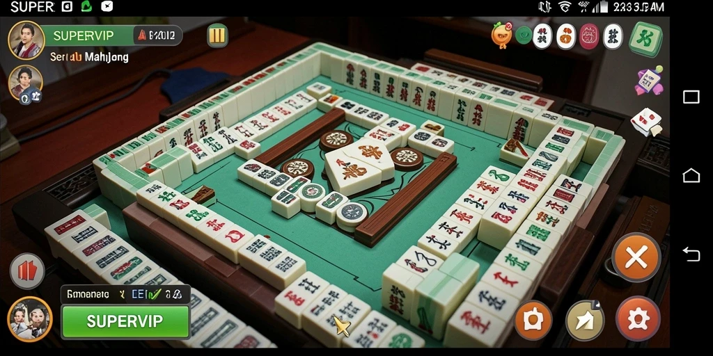Screenshot gameplay SUPERVIP yang menunjukkan aksi Mahjong yang menarik.